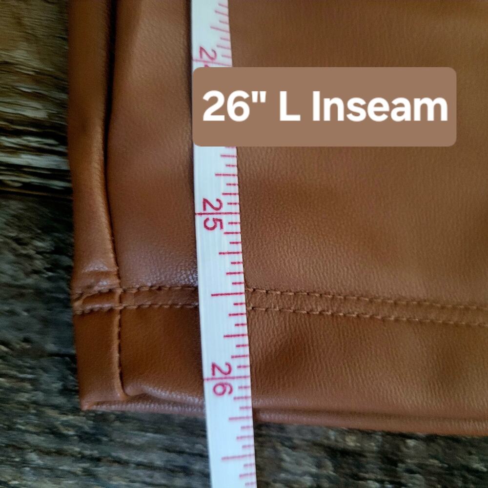 NWOT Zenana Faux Leather Leggings XL Brown High Waist Curvy Edgy Winter Fall - Picture 7 of 9